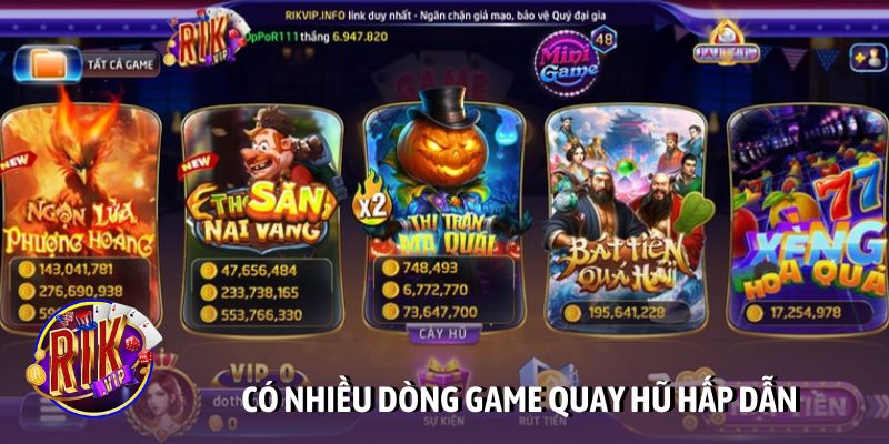 Có nhiều dòng game quay hũ hấp dẫn tại cổng game