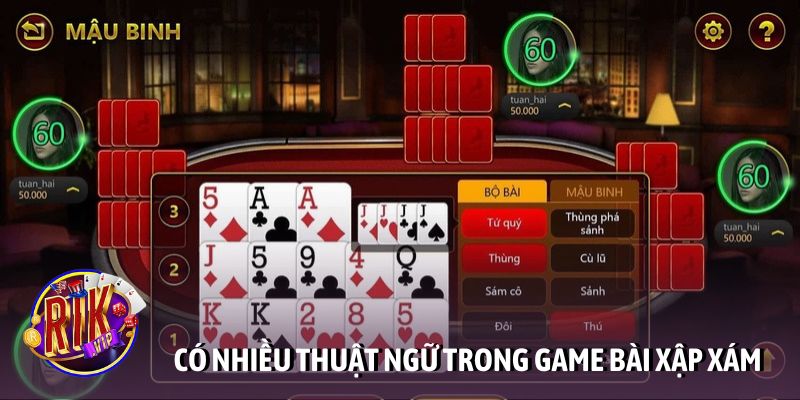 Có nhiều thuật ngữ trong game bài xập xám