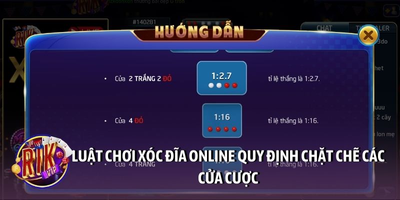 Luật chơi xóc đĩa online quy định chặt chẽ các cửa cược